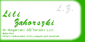 lili zahorszki business card